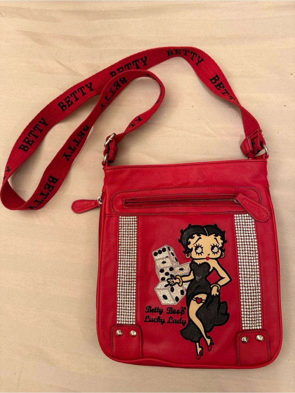 Betty Boop Red Crossbody with Rhinestone Panels